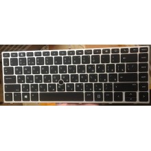 Клавиатура для HP EliteBook 840 G5 / 846 G5 / 840 G6 / 846 G6 (черная с серебристой рамкой/подсветка/указатель) арт.:L14377-251-SP