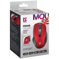 Defender Мышь беспроводная оптическая Prime MB-053, USB, 800/1200/1600 dpi, красный. арт.:52052