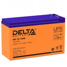 Аккумуляторная батарея Delta HR 12-34 W 12В/9Ач, клемма F2 (151х65х94мм (100мм); 2,62кг; Срок службы 8лет; 1г) арт.:4614010630004