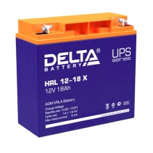 Аккумуляторная батарея Delta HRL 12-18 X 12В/18Ач, клемма Болт + гайка Ø 5,5 мм (181х77х167мм (167мм); 6,2кг; Срок служб арт.:4614010610005