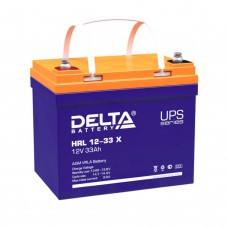 Аккумуляторная батарея Delta HRL 12-33 X 12В/33Ач, клемма Болт М6 (195х130х155мм (168мм); 11,2кг; Срок службы 12лет; Гар арт.:4614010610007