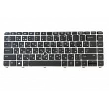 Клавиатура для HP EliteBook 745 G3 / 840 G3 / 745 G4 / 840 G4 (черная с серой рамкой/подсветка/указатель) арт.:821177-251-SP