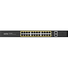 Netis P124GH Коммутатор неуправляемый PoE+, 28 портов, 24x100 Мбит/с, PoE+ 24х30 Вт (до 360Вт), Uplink RJ45 1*1 Гбит/с