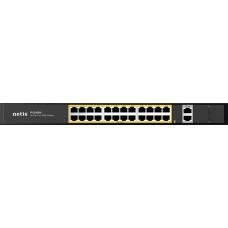 Netis P124GH Коммутатор неуправляемый PoE+, 28 портов, 24x100 Мбит/с, PoE+ 24х30 Вт (до 360Вт), Uplink RJ45 1*1 Гбит/с
