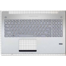 Клавиатура в сборе с панелью для ноутбука Asus N550/N550JA/N550JK/N550JV/N550LF/G550JK серебристая топ-панель арт.:90NB00K1-R32UK0-SP