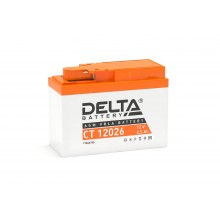 Стартерный мото аккумулятор Delta CT 12026 12В/2,5Ач, клемма F1 (115х50х86мм (91мм); 1кг; Срок службы 5лет; 1г) арт.:3401010030003