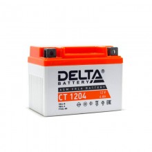 Стартерный мото аккумулятор Delta CT 1204 12В/4Ач, клемма Болт + гайка Ø 5 мм (114х70х87мм (92мм); 1,35кг; Срок службы 5 арт.:3401010030004