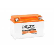 Стартерный мото аккумулятор Delta CT 1209 12В/9Ач, клемма Болт + гайка Ø 6 мм (150х86х108мм (113мм); 2,86кг; Срок службы арт.:3401010030013