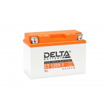 Стартерный мото аккумулятор Delta CT 1209.1 12В/9Ач, клемма Болт + гайка Ø 6 мм (151х71х107мм (112мм); 2,65кг; Срок служ арт.:3401010030012