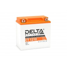 Стартерный мото аккумулятор Delta CT 1210 12В/10Ач, клемма Болт + гайка Ø 6,5 мм (137х77х135мм (140мм); 2,87кг; Срок слу арт.:3401010030016