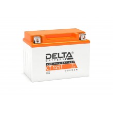 Стартерный мото аккумулятор Delta CT 1211 12В/11Ач, клемма Болт + гайка Ø 6 мм (151х86х112мм (117мм); 3,36кг; Срок служб арт.:3401010030017