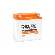 Стартерный мото аккумулятор Delta CT 1214 12В/14Ач, клемма Болт + гайка Ø 6 мм (151х88х147мм (152мм); 4,2кг; Срок службы арт.:3401010030021