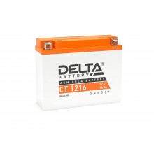 Стартерный мото аккумулятор Delta CT 1216 12В/16Ач, клемма Болт + гайка Ø 6 мм (205х70х162мм (167мм); 5,86кг; Срок служб арт.:3401010030020