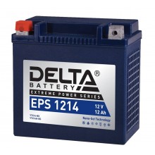 Стартерный мото аккумулятор Delta EPS 1214 12В/14Ач, клемма Болт + гайка Ø 6 мм (149х87х144мм (149мм); 4,6кг; Срок служб арт.:3401010090003