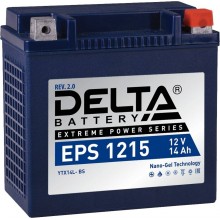 Стартерный мото аккумулятор Delta EPS 1215 12В/15Ач, клемма Болт + гайка Ø 6 мм (149х87х144мм (144мм); 4,6кг; Срок служб арт.:3401010090002