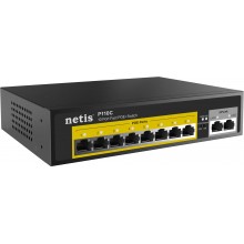 Netis P110C Коммутатор неуправляемый PoE+, 10 портов, 10x100 Мбит/с, PoE+ 8х30 Вт (до 120Вт), uplink RJ45 2x100 Мбит/с