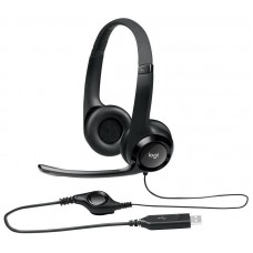 Logitech Гарнитура H390 Headset, накладные, микрофон поворотный, регулятор громкости, USB, 1.9 м, чёрный. арт.:981-000803