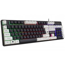 Defender Игровая клавиатура проводная Dark Knight GK-077 RU,черн-бел,104кн,радужная арт.:45077