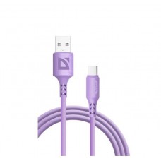Defender Кабель F207, USB 2.0 (AM) - Type C, 1метр, 2.4А, силиконовая оплетка, фиолетовый. арт.:87106VIO