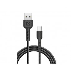 Defender Кабель F181, USB 2.0 (AM) - Type C, 1метр, 2.4А, нейлоновая оплетка, чёрный. арт.:87113BLA Defender Кабель F181, USB 2.0 (AM) - Type C, 1метр, 2.4А, нейлоновая оплетка, чёрный. арт.:87113BLA