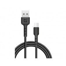 Defender Кабель F181, USB 2.0 (AM) - microUSB 2.0 (BM), 1метр, 2.4А, нейлоновая оплетка, чёрный арт.:87115BLA Defender Кабель F181, USB 2.0 (AM) - microUSB 2.0 (BM), 1метр, 2.4А, нейлоновая оплетка, чёрный арт.:87115BLA