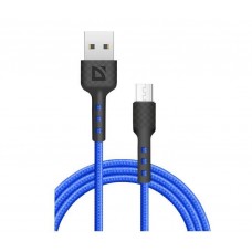 Defender Кабель F181, USB 2.0 (AM) - microUSB 2.0 (BM), 1метр, 2.4А, нейлоновая оплетка, синий. арт.:87115BLU Defender Кабель F181, USB 2.0 (AM) - microUSB 2.0 (BM), 1метр, 2.4А, нейлоновая оплетка, синий. арт.:87115BLU