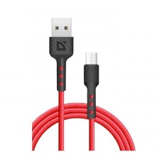 Defender Кабель F181, USB 2.0 (AM) - microUSB 2.0 (BM), 1метр, 2.4А, нейлоновая оплетка, красный. арт.:87115RED Defender Кабель F181, USB 2.0 (AM) - microUSB 2.0 (BM), 1метр, 2.4А, нейлоновая оплетка, красный. арт.:87115RED