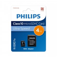 Флеш карта microSD 4GB PHILIPS microSDHC Class 10 (SD адаптер) арт.:FM04MA45B/97