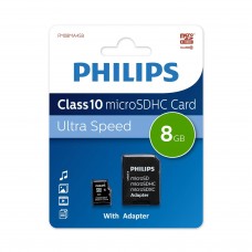 Флеш карта microSD 8GB PHILIPS microSDHC Class 10 (SD адаптер) арт.:FM08MA45B/97