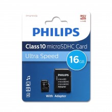 Флеш карта microSD 16GB PHILIPS microSDHC Class 10 (SD адаптер) арт.:FM16MA45B/97