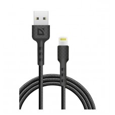 Defender Кабель F181, USB 2.0 (AM) - Apple Lightning (M), 1метр, 2.4А, нейлоновая оплетка, чёрный. арт.:87114BLA Defender Кабель F181, USB 2.0 (AM) - Apple Lightning (M), 1метр, 2.4А, нейлоновая оплетка, чёрный. арт.:87114BLA