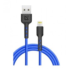Defender Кабель F181, USB 2.0 (AM) - Apple Lightning (M), 1метр, 2.4А, нейлоновая оплетка, синий. арт.:87114BLU