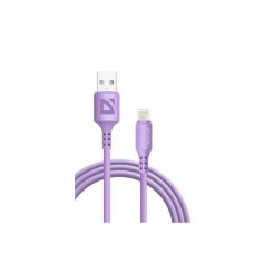 Defender Кабель F207, USB 2.0 (AM) - Apple Lightning (M), 1метр, 2.4А, силиконовая оплетка, фиолетовый. арт.:87107VIO