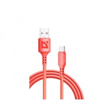 Defender Кабель F207, USB 2.0 (AM) - Type C, 1метр, 2.4А, силиконовая оплетка, красный. арт.:87106RED