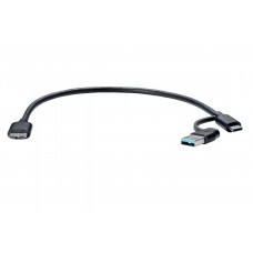 VCOM Кабель соединительный 2-in-1 USBA+C to USB3.0 MicroBM 5Gbps, 0.3m медь Telecom <TUS714-0.3m>