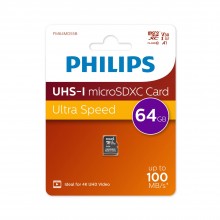 Флеш карта microSD 64GB PHILIPS High Speed microSDHC Class UHS-I U3, V30, A1, 100MB/s арт.:FM64MD55B/97