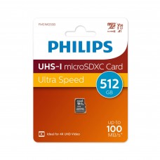 Флеш карта microSD 512GB PHILIPS High Speed microSDHC Class 10 UHS-I U3, V30, A1, 130MB/s арт.:FM51MD55B/97