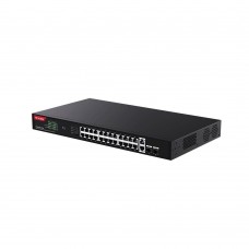 IP-COM G1128P-24-410W Коммутатор неуправляемый PoE, 28 портов, 26x1 Гбит/с, SFP 2x1 Гбит/с, PoE 24x30 Вт (до 370 Вт)