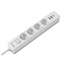 Defender Удлинитель с сетевым фильтром DFS 145, 4 розетки, USB+TypeC, 5 м, белый. арт.:99435 Defender Удлинитель с сетевым фильтром DFS 145, 4 розетки, USB+TypeC, 5 м, белый. арт.:99435