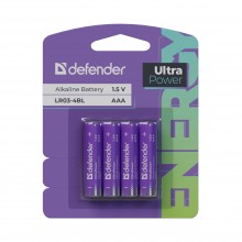 Defender Батарейка алкалиновая LR03-4BL ААА, блистер, 4 шт.,UltraPower арт.:56025