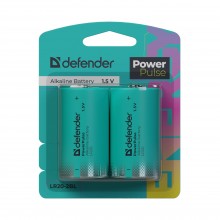 Defender Батарейка алкалиновая LR20-2BL D, блистер, 2 шт., PowerPulse арт.:56220