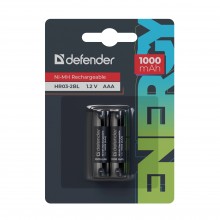 Defender Аккумуляторная батарея HR03-2BL 1000 mAh ААА, Ni-MH, блистер, 2 шт. арт.:56511