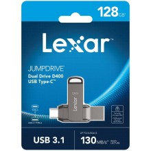 Флеш накопитель 128GB Lexar 2-in-1 USB 3.1 Gen1 USB C, OTG, USB 3.1 Gen1/Type-C, металл, 130 MB/s арт.:LJDD400128G-BNQNG