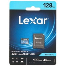 Флеш карта microSD 128GB Lexar High-Performance 633x microSDXC UHS-I U3 V30 A1, 100/45 Mb/s (SD адаптер) арт.:LSDMI128BB633A