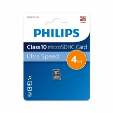 Флеш карта microSD 4GB PHILIPS microSDHC Class 10 арт.:FM04MD45B/97