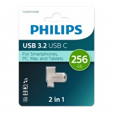 Флеш накопитель 256Gb PHILIPS 2-in-1 USB 3.2 USB C, OTG, USB 3.2/Type-C, Металл, 100 MB/s арт.:FM25FD145B/97
