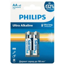 Philips Батарейки LR6E2W/51 АА алкалиновые 1,5v, LR6-2BL Ultra (2/24/144/11520). Блистер 2 шт. арт.:Б0064675 Philips Батарейки LR6E2W/51 АА алкалиновые 1,5v, LR6-2BL Ultra (2/24/144/11520). Блистер 2 шт. арт.:Б0064675