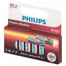 Philips Батарейки LR6P8W/51 АА алкалиновые 1,5v, LR6-8BL Power (8/160/19200). Блистер 8 шт. арт.:Б0064634