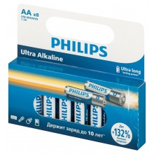 Philips Батарейки LR6E8W/51 АА алкалиновые 1,5v, LR6-8BL Ultra (8/160/19200). Блистер 8 шт. арт.:Б0064633