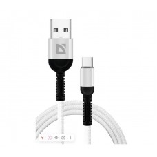 Defender Кабель F167, USB 2.0 (AM) - Type C, 1метр, 2.4А, нейлоновая оплетка, белый. арт.:87103WHI Defender Кабель F167, USB 2.0 (AM) - Type C, 1метр, 2.4А, нейлоновая оплетка, белый. арт.:87103WHI